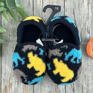 Baby Toddler Fuzzy Sherpa Dinosaur Print Indoor Outdoor Slippers Shoes Size 7/8